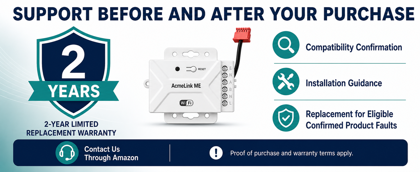 AcmeLink ME two-year warranty and after-sales support