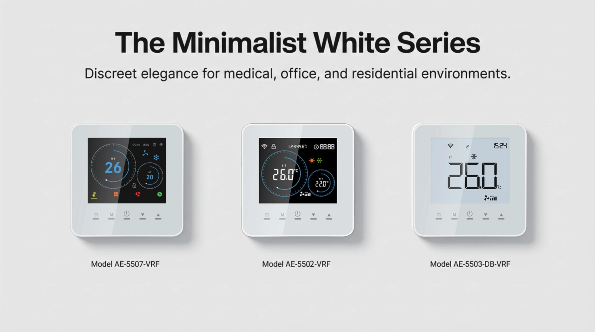 AcmeLink_GW compatible minimalist white thermostat interface series