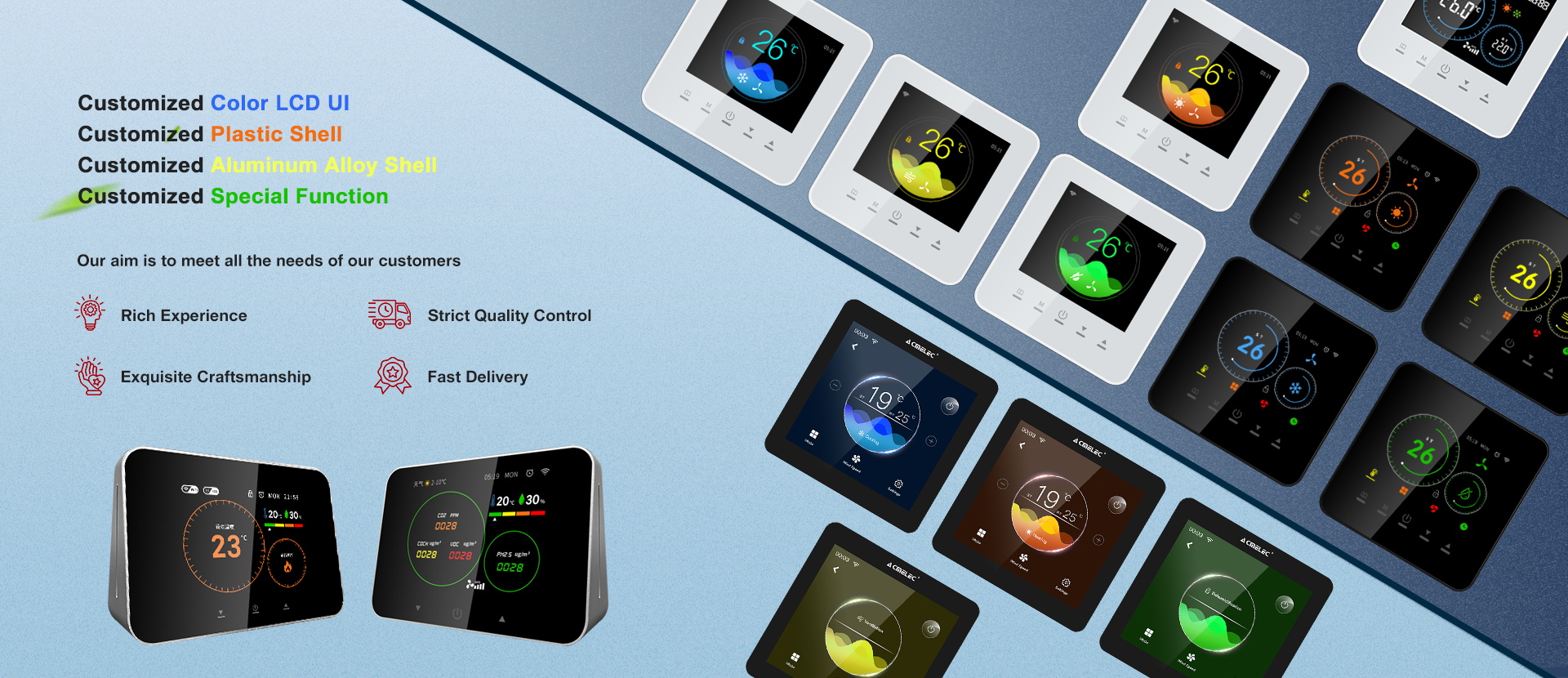 ACMELEC customized color LCD UI plastic shell aluminum alloy shell and special function options